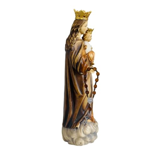 Notre Dame du chapelet 30 cm bois naturel Val Gardena le cadeau de baptême idéal