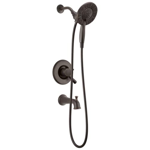 Delta Faucet Linden 17 Series Dual-Function Tub and Shower Trim Kit, Shower Faucet with 4-Spray In2ition 2-in-1 Dual Hand Held Shower Head with Hose, Venetian Bronze T17493-RB-I (Valve Not Included)