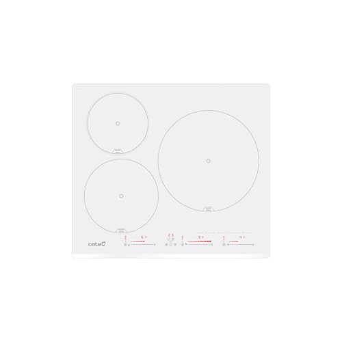 CATA Placa Inducción IB 6003 E2 WH3 3 Areas Cocción Control Tactil 9 Niveles Potencia Regulable Bloqueo Seguridad Temporizador Color Blanco