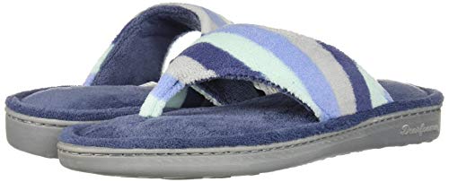 Dearfoams Womens Thong Slipper, Blue Multi, Large Us #TOP6