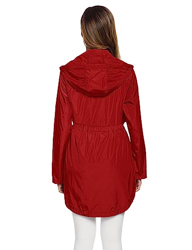 Avoogue Women's Long Raincoat with Hood Outdoor Lightweight Windbreaker Rain Jacket Waterproof - Image 4