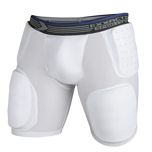 Exxact Sports Rebel 5-Pad Youth Football Girdle W/ Integrated Hip, Thighs And Tailbone Pads, W/ Cup Pocket | Compression, Integrated And Protective Football Pads (Youth) (Youth Medium) #TOP4