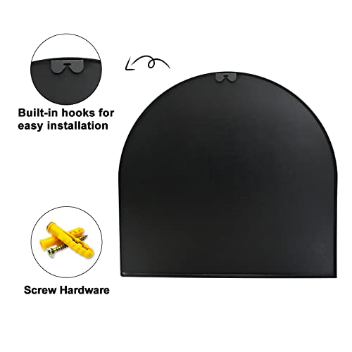 Amgngala Arched Mirror, 33" X 31" Wall Mirror For Bathroom, Black Metal Frame Vanity Mirror, Dresser Mirror, Arch Decorative Mirrors For Living Room, Bedroom, Entryway, Mantle #TOP3