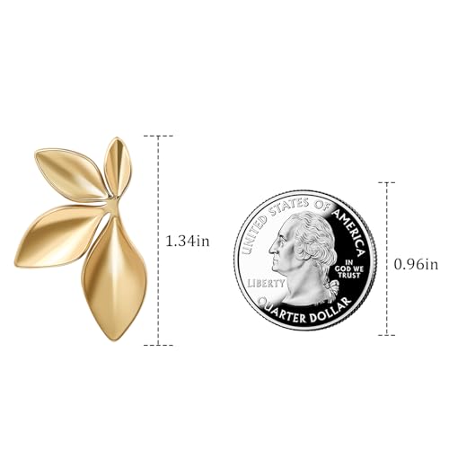 Gold Leaf Stud Earrings Medium Leaf Drop Dangle Earrings for Women Hypoallergenic Plant Earrings for Vacation Leaf Jewelry for Gift3