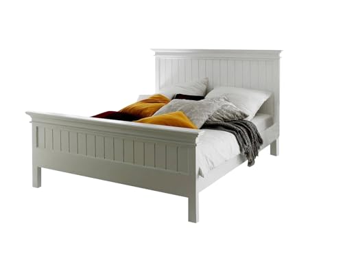 Image of APRODZ Solid Wood Without Storage King Size Clemons Bed for Bedroom Stylish | White Finish