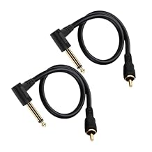 Seadream RCA to 1/4" TS Audio Cable, Right Angle Gold-Plated Connector, 90 Degree Angle 6.35mm TS Mono Male to RCA Male Audio Adapter Cable for Guitar,Amplifiers,Speaker 2-Pack, 1FT