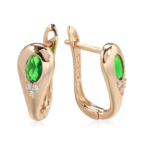 Mignon boucles d'oreilles or rose 585 zircon vert cadeau femme