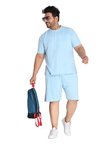 Image of CHKOKKO Men's Plus Size Terry Cotton Loose Fit Half Sleeves T-Shirt