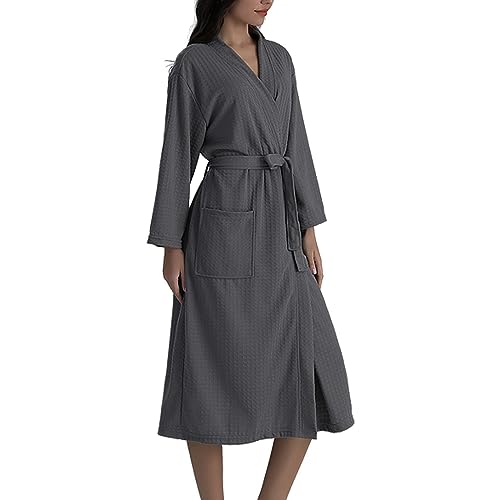 Xuepelit Bademantel Damen langarm Saunamantel Bathrobe Damen Morgenmantel...