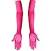 Lansian Women's 22'' Long Satin Gloves Rose Red Elbow Length 1920s Opera Bridal Dance Gloves For Evening Party Opera Costume, Rose Red