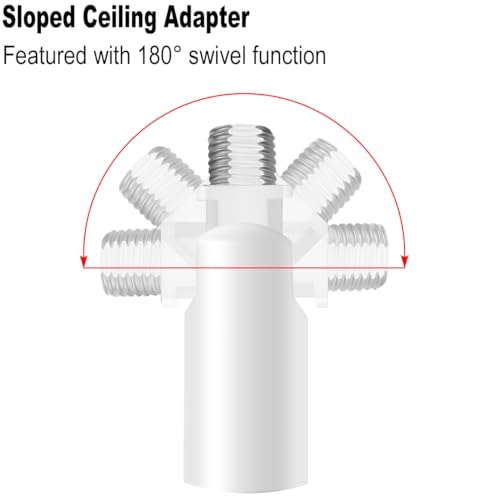 Image of 10 Pieces 12-inch M10 Threaded Extension Poles Lighting Fixture Downrods Stems & 180 Degrees Sloped Ceiling Adapter Kits for Pendant Light, Island Lighting, Chandeliers (White)