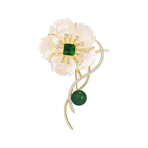 Broche de perla flor de nácar retro con imitación de ágata accesorio lujo pequeño