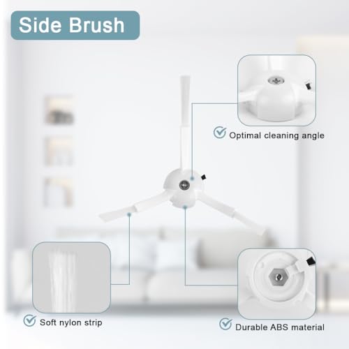 Image of HASTHIP 8Pcs Replenishment Kit, Replacement Parts for ILIFE V20 Robot Vacuum Cleaner, Replacement Accessories with 1 Main Roller Brush, 3 Side Brushes, 2 Mop Cloth, 2 Filters - Cleaning Tools