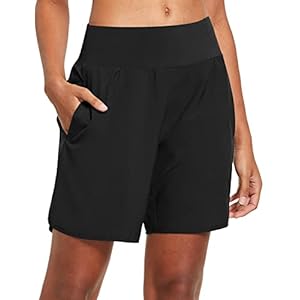 BALEAF Womens’ 7″ Long Running Athletic Shorts with Liner High Waist Workout Gym Quick Dry Soft Split Leg Zipper Pocket