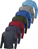 7er-Pack Langarmshirts für Herren, feuchtigkeitsableitend, Sonnenschutz, UV-Schutzfaktor 50+, LSF, schnelltrocknend, T-Shirt für den Alltag, Schwarz/Grün/Dunkelblau/Hellgrau/Rot/Dunkelgrau/Himmelblau