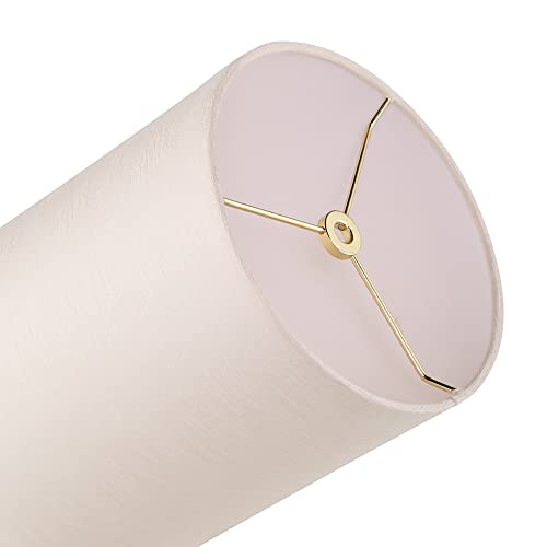 Image of Aspen Creative 31303 Contemporary Drum (Cylinder) Shaped Spider Construction Lamp Shade in Off White with Texture, 8 inch wide (8 inch x 8 inch x 11 inch)