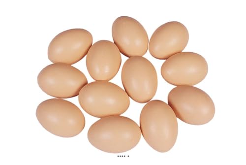 Artif-déco-mag.com - Oeuf de Poule Brun Artificiel X 12 en Plastique soufflé H 65x45 mm