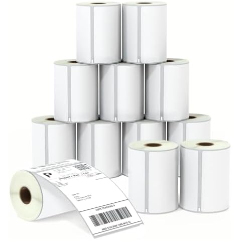 BETCKEY - Compatible DYMO 1744907 4x6 Shipping Labels, Perforated, Compatible with DYMO Labelwriter 4XL Rollo & Zebra, NOT Fit 5XL [12 Rolls/2640 Labels] Cover