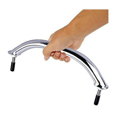 8-1/3" Grab Handle 316 Stainless Steel Handrail Oval Marine Hand Rail with Flange & Stud for Stair/Boat/Yacht/Door/RV/Bathroom Cover