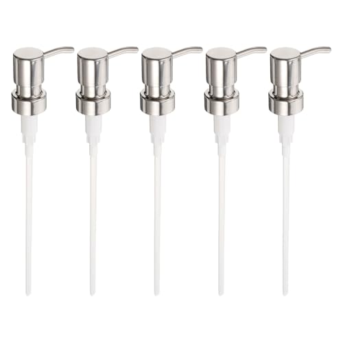 Baluue Dispensador de Bomba de Acero Inoxidable 5 Unidades Rosca 28/400 Diámetro 25 Mm Repuesto para Botella de Loción Uso en Cocina y Baño Bomba Dispensadora de Jabón