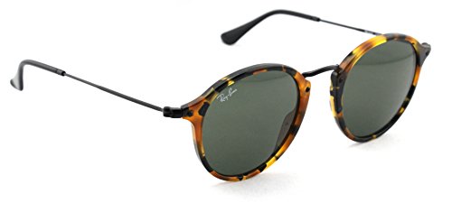 Ray-Ban Round RB 2447 1157 49mm Spotted Black Havana Frame / Green Lens, Spotted Black Havana/Green, 49 mm