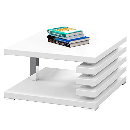 Selsey ARIENE - Table Basse Design (Blanc Mat, 60x60 cm)