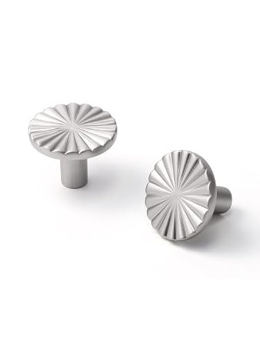 Sorwduerm Brushed Nickel 5 Pack Cabinet Knobs Satin Nickel Flat Drawer Pulls Kitchen Cupboard Bathroom Dresser Cabinet Hardware Handles Zinc Alloy