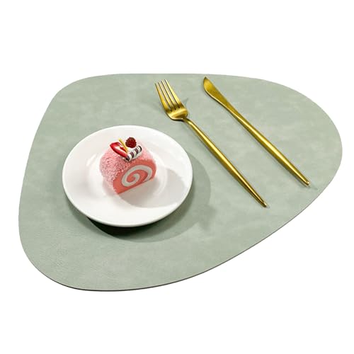 Gevvnss Manteles Individuales y Posavasos de Cuero,Doble Cara Salvamanteles Manteles Lavables Individuales Redondos,Salvamanteles Individuales Antideslizantes Resistentes al Calor,Juego de 8,Verde