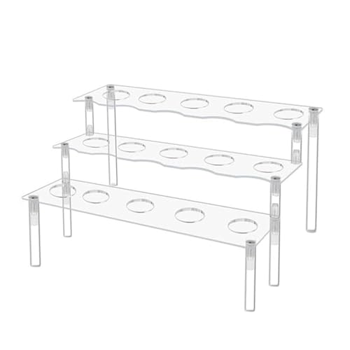 Soporte para conos de helado, soporte acrílico para conos de helado, soporte de cono acrílico transparente de 15 agujeros, estantes de exhibición de helado, soporte de helado de 3 niveles, soporte de