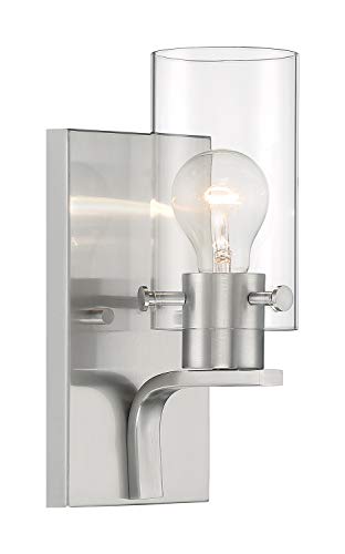 Image of Nuvo 60 /7171 Sommerset 1-Light Vanity Fixture with Clear Glass - Brushed Nickel Finish