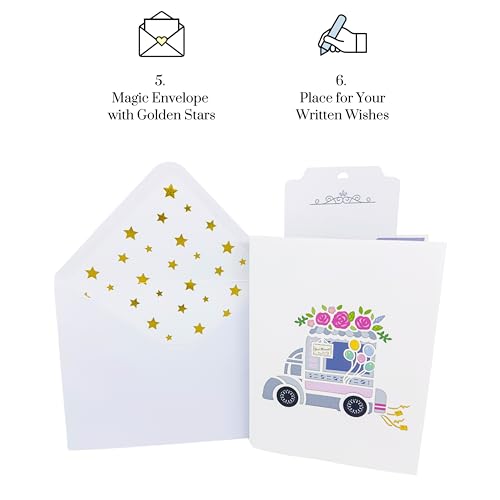 Magic Moments® Just Married Pop Up Card, Wedding Celebration 3D Cards with Bride & Groom, Beautiful Anniversary Card - Image 4