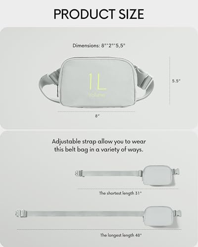 Image of ODODOS Unisex Mini Belt Bag with Adjustable Strap Small Fanny Pack for Workout Running Traveling Hiking, Light Grey