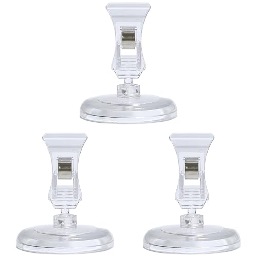 Clip con base de precios, 3 unidades, soporte giratorio para tarjetas de mesa, plástico transparente, pinza de exhibición, soporte para etiquetas de estantería, soporte para fotos, clip de fijación