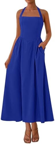 KIRUNDO Summer Dresses for Women 2026 Halter Maxi Wedding Guest Party Cocktail Semi Formal Elegant Classy Long Sundress
