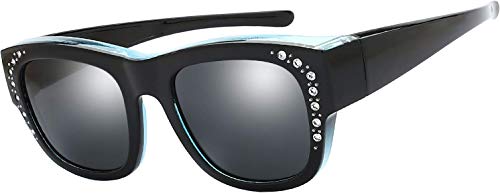 Image of The Fresh High Definition Polarized Wrap Around Shield Sunglasses for Glasses - Leather Eyeglasses Case