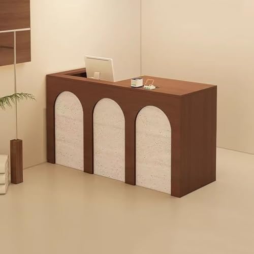 BK&MF 受付カウンター 引き出し付き 木製 カウンターテーブル レジカウンター 大空間組み立てが簡単 大容量収納 お店 美容室 アパレルショップ 会社フロント,G,Right Cabinet 55x20x39inch