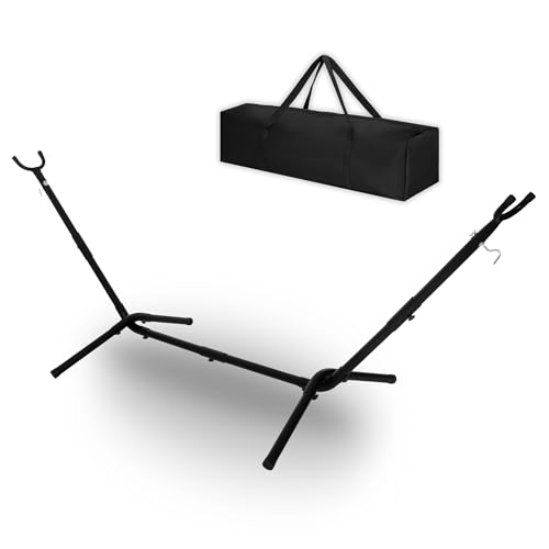 SPRINGOS Hamaca de metal de 120 kg – Soporte estable y ajustable para hamaca con estructura, para exteriores, color negro, incluye bolsa de transporte