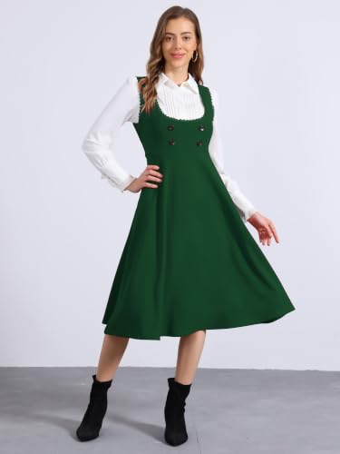 Image of Allegra K Gothic Overall Dress for Women's Lace Trim Midi Dress