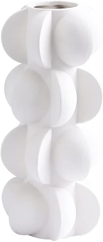 Miniatura 5 de Florero de cerámica de 9 pulgadas para decoración moderna de granja, florero blanco para decoración del hogar, sala de estar, hogar, oficina, centro