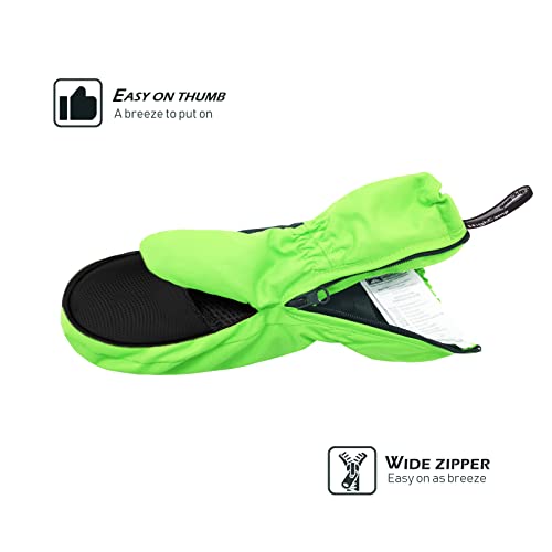 Highcamp Kids Winter Waterproof Ski Snow Mittens Warm With Zipper For Toddler Boys Girls-Green, S #TOP3