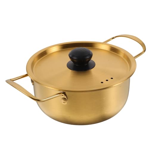 HOODANCOS Olla para Fideos de Acero Inoxidable con Tapa Olla Multipropósito Ligera con Asas para Cocina Camping y Picnics Utensilio Resistente y Fácil de Limpiar