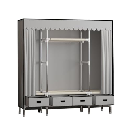 Penderie à vêtements en métal et son armoire portable avec rideau