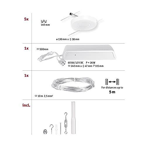Paulmann Wire Systems Set DiscLED 5x4,5W Chrom mat