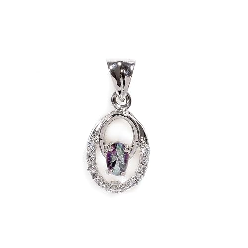 Pendentif en argent blanc contre le teint terne grâce à la citrine ovale