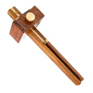 Homdum Wood 6 inch Combined Mortice tool Marking Tool & woodworking Gauge scale for wood crafting Used Prior to Sawing, Chiseling and Cutting for Carpenters Engineers Made of Polished Wood and Brass Nut.