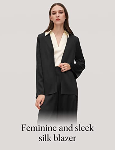LilySilk Womens Silk Blazer Jacket 22 Momme Charmeuse Silk Suit Top2