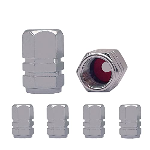 4Pcs Car Tire Valve Stem Caps,Tire caps Valve stem caps Corrosion Resistant Leak-Proof Universal Tire Valve Stem Covers for Cars Trucks Motorcycles Bikes (Metallic)