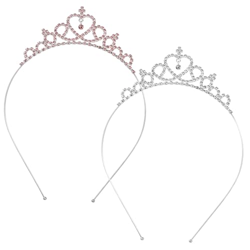 Tiara für Damen Mädchen Kristall Strass Stirnband Prinzessin Krone Haarschmuck Krönchen Kopfschmuck Diadem Haarreifen für Geburtstag Hochzeit Braut Brautjungfer Dekoration (Silber, Rosa)