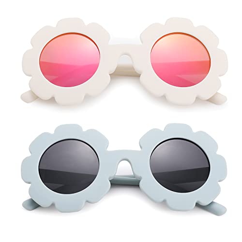 SCVGVER Cute Flower Polarized Sunglasses for Kids Girls &Boys Toddler Infant Round Sunglasses UV400 Protection Age 1-12