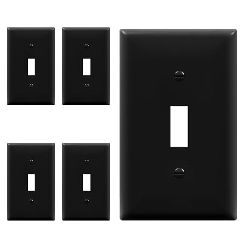 Image of ENERLITES Toggle Light Switch Wall Plate, Gloss Finish, Standard Size 1-Gang 4.50 inch x 2.76 inch, Unbreakable Polycarbonate Thermoplastic, 8811-BK-5PCS, Glossy Black, 5 Pack